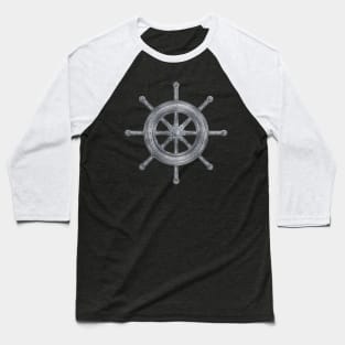 Dharma Wheel - Dharmachakra  Silver Metallic embossed Baseball T-Shirt